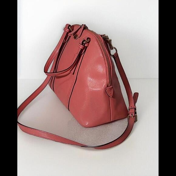 COACH Coral Saffiano Peyton Cora Domed Crossbody Satchel Purse Bag Shoulder - Picture 3 of 12